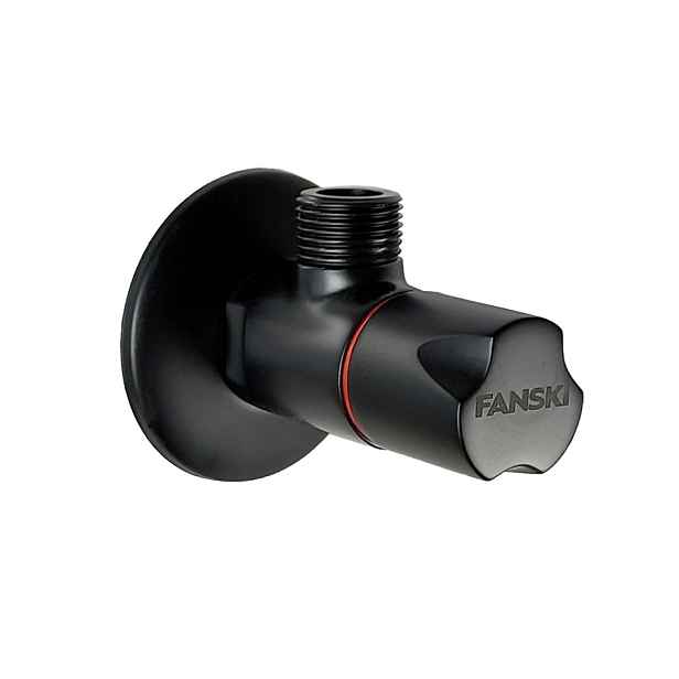 Fanski FA2760-AP004B-T černý rohový keramický ventil 1/2" x 3/8" se sítkem, červené značení