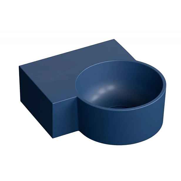 OMNIRES Ovo M+ - Umývátko 34x35 cm, bez přepadu, bez otvoru pro baterii, levé, matná modrá OVO335UWLMB