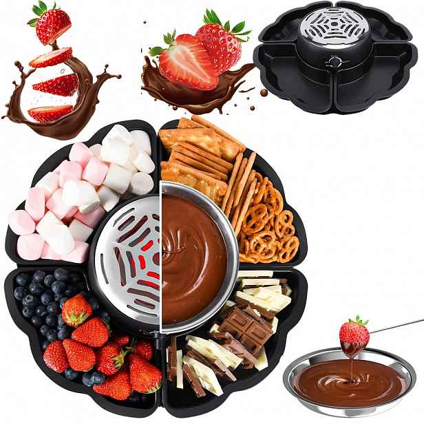 Sada pro elektrické fondue a pečení pěn se 4 vidličkami, černá, 280 W