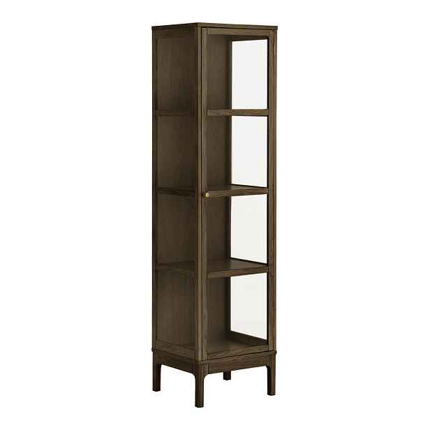 Tmavě hnědá vitrína v dekoru dubu 47x180x40 cm Zamora – House Nordic