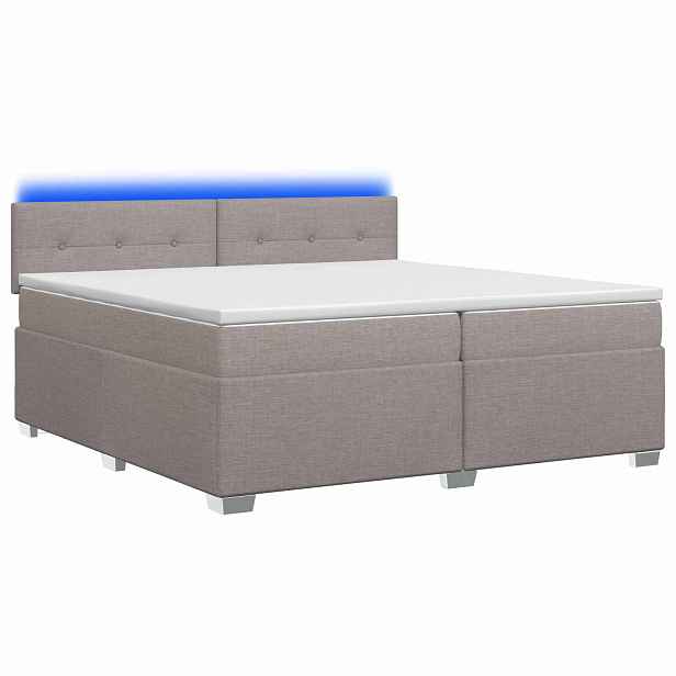 vidaXL Box spring postel s matrací a LED Taupe 200 x 200 cm Textil