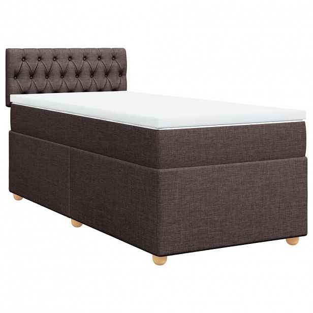 vidaXL Box spring postel s matrací tmavě hnědá 90x190 cm textil