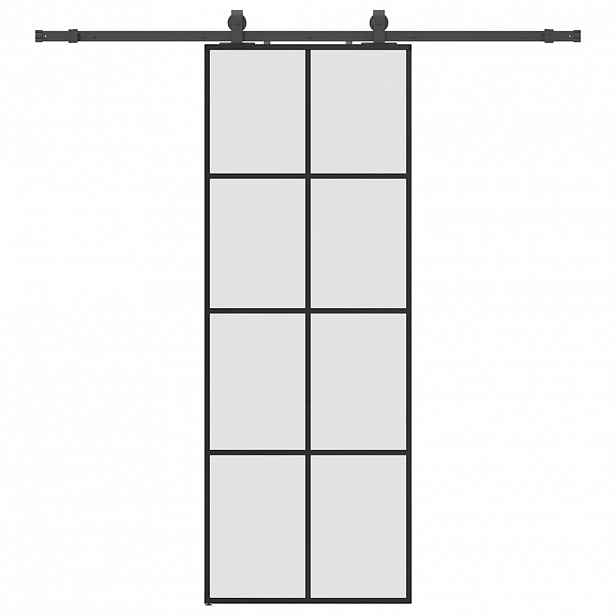 vidaXL Posuvné dveře se sadou kování černé 76x205 cm ESG Glass