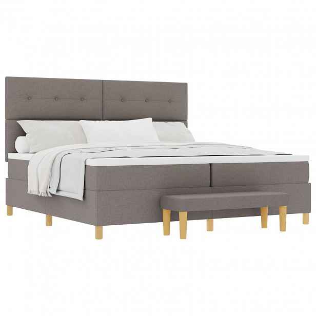 vidaXL Postel s boxspringem s čelo Taupe 200 x 200 cm textil