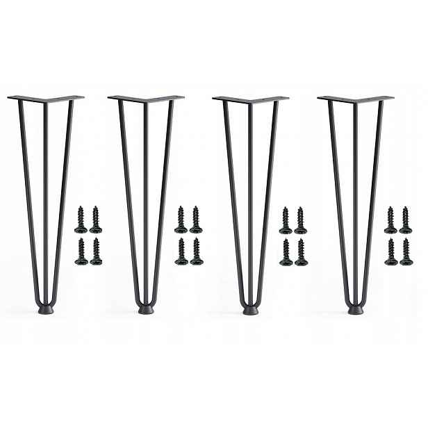 Nohy Ke Stolu Černé Matné, Styl Loft Tříprutové H-406 Hairpin DN-803 4 Ks