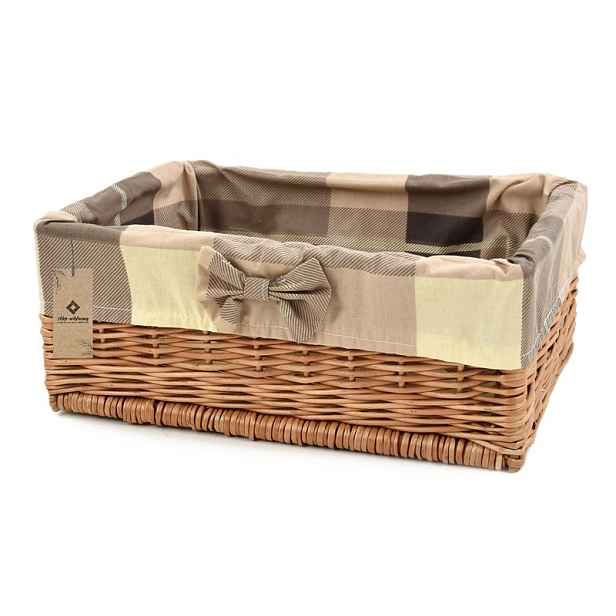 Proutěná schránka Organizérový koš s látkovou vložkou Latte 35x26 H14 cm