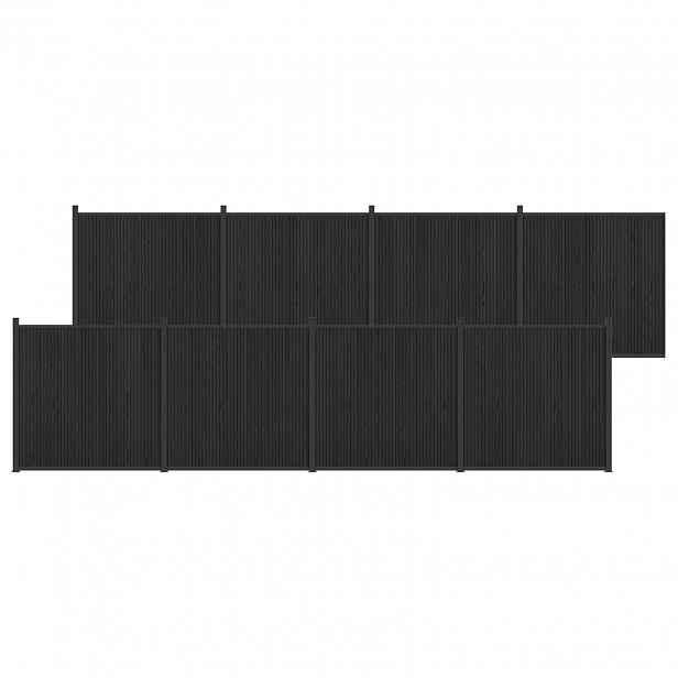 vidaXL Plotový panel 8 ks 1405 x 186,5 cm WPC a hliník Černá