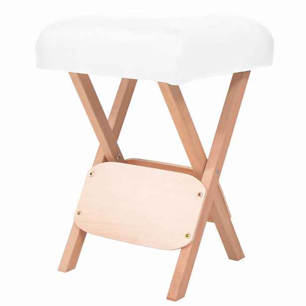 vidaXL Skládací masážní stolička s 12 cm silným sedákem bílá