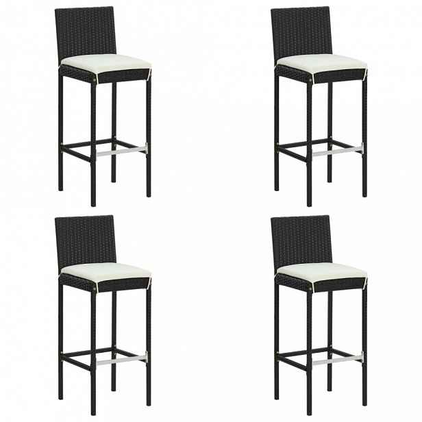 Zahradní barové židle 4 ks polyratan / látka Černá