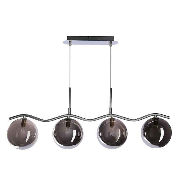 Závěsná lampa LUMOS 4x20W G9 chrom, skleněné stínidlo, grafit, moderní, elegantní, svítidlo, obývací pokoj, jídelna, ložnice, glamour