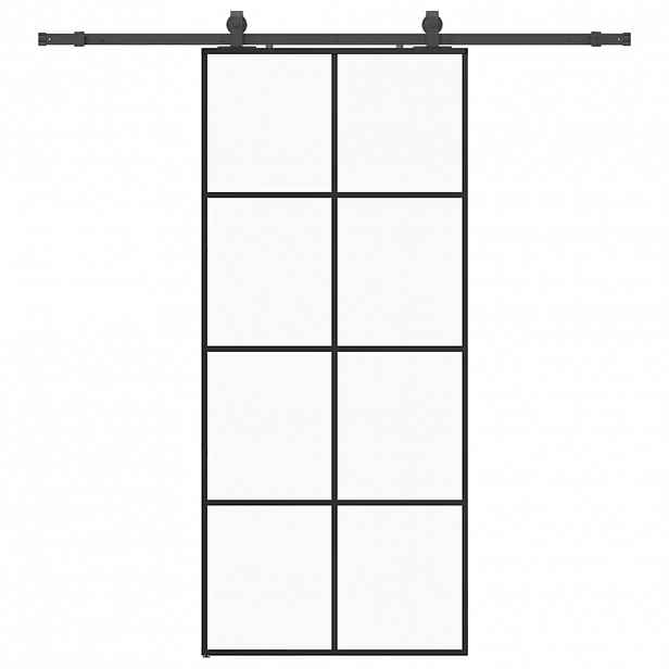vidaXL Posuvné dveře se sadou kování černé 90x205 cm ESG Glass