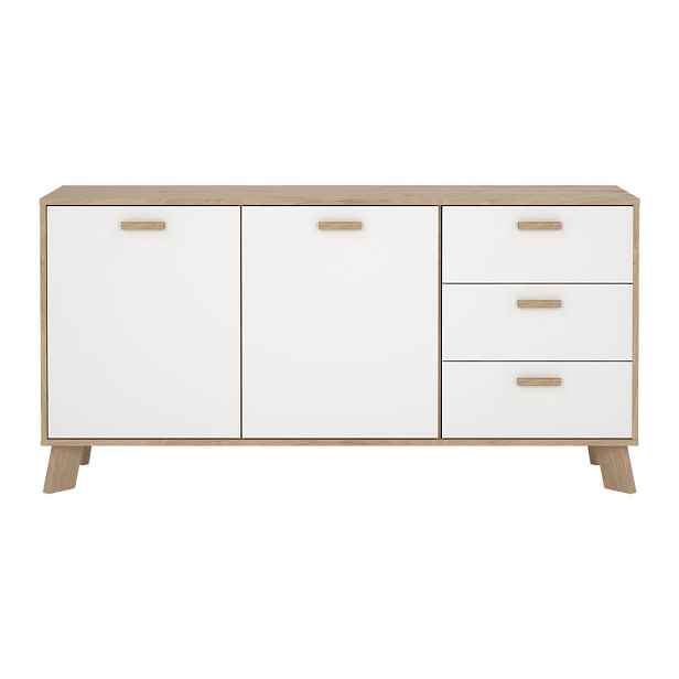 Bílá/v přírodní barvě komoda v dekoru dubu 147x73x39 cm Ikast – Tvilum