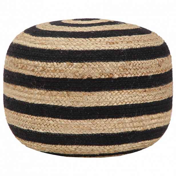 Černý jutový taburet STRIPE