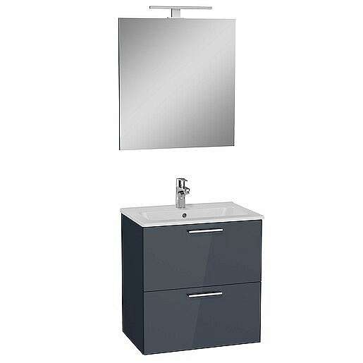 Koupelnová skříňka s umyvadlem zrcadlem a osvětlením Vitra Mia 59x61x39,5 cm antracit lesk