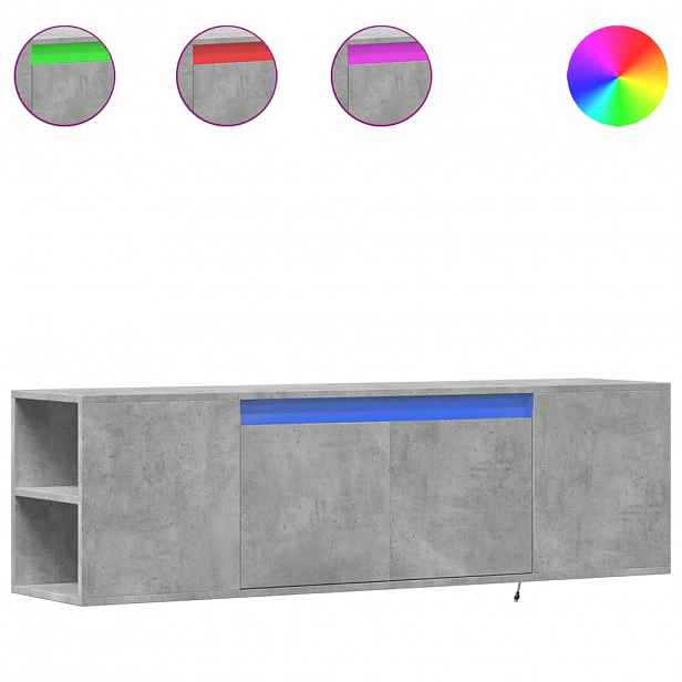 vidaXL Nástěnná TV skříňka s LED betonově šedá 135 x 31 x 39,5 cm
