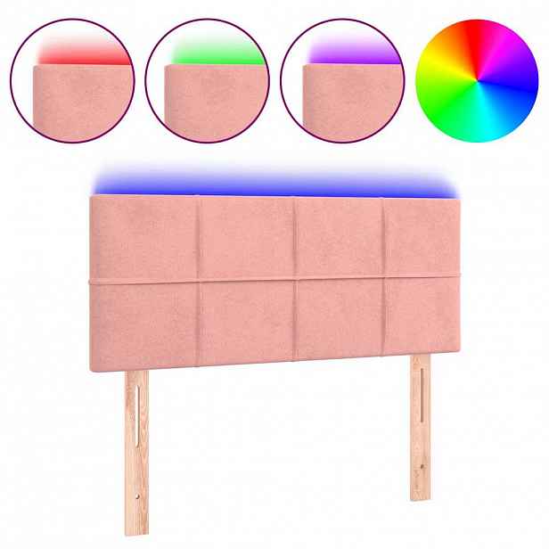 vidaXL Čelo postele s LED růžové 90x5x78/88 cm samet