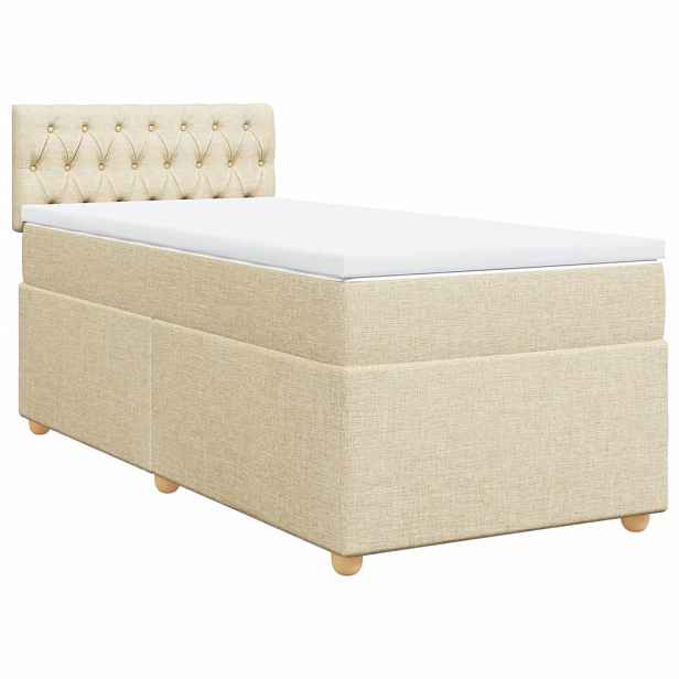 vidaXL Box spring postel s matrací krémová 90x190 cm textil