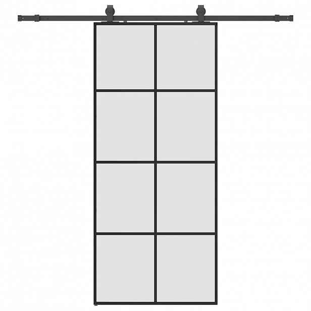 vidaXL Posuvné dveře se sadou kování černé 90x205 cm ESG Glass