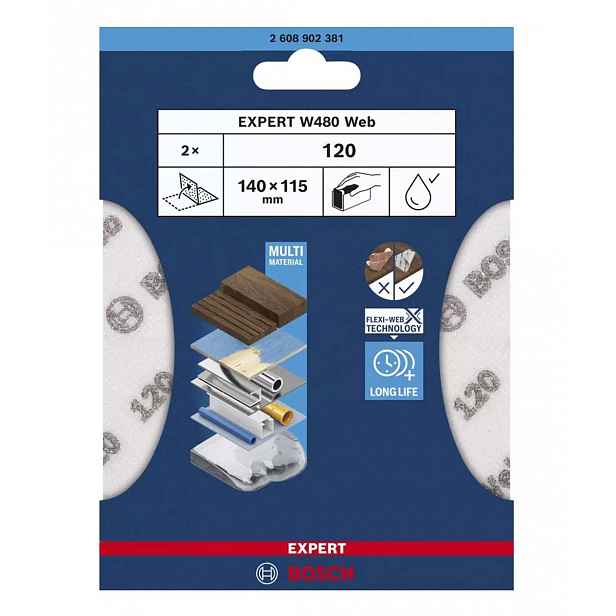 Bosch - Brusný papír P120, 115x140 mm, 2 ks 2608902381