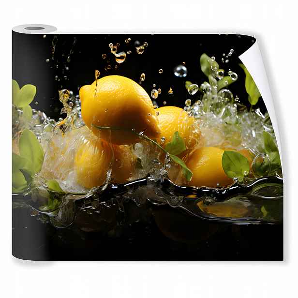 Fototapeta do kuchyně Omyvatelná Citrony Voda Černá Tapeta Voděodolná 250x60