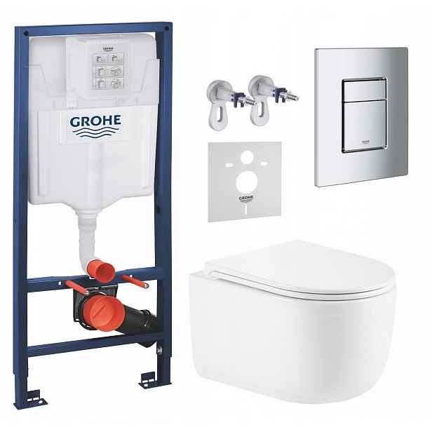 Podomítkový Wc set Grohe s mísou Lesna a tlačítkem Chrom