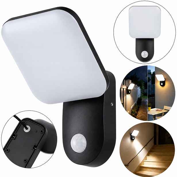 Led Venkovní Fasádní Nástěnné Svítidlo 12W S Pohybovým A Soumrakovým Senzorem