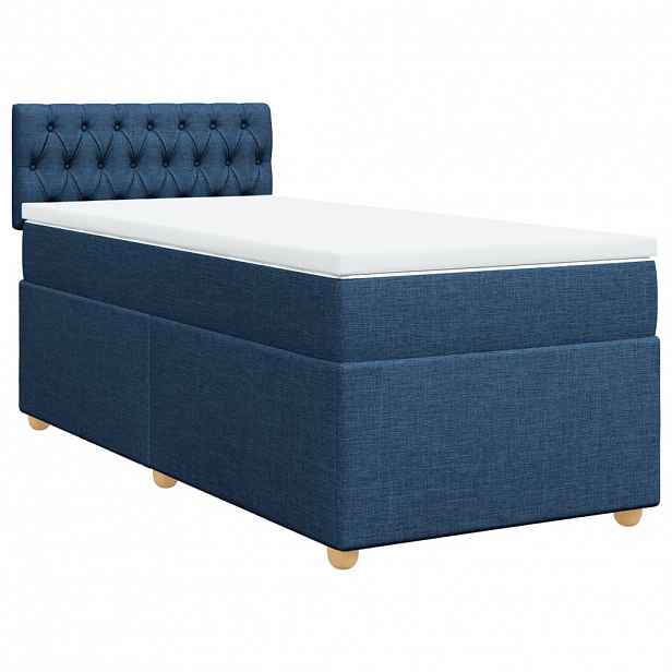 vidaXL Box spring postel s matrací modrá 90x190 cm textil