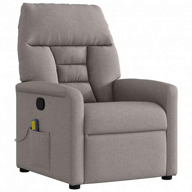 vidaXL Masážní polohovací křeslo taupe textil