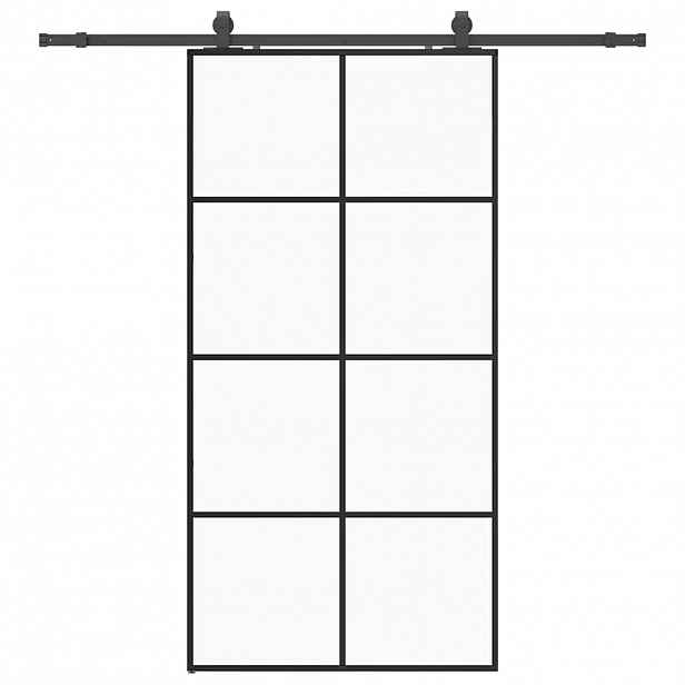 vidaXL Posuvné dveře se sadou kování černé 102,5x205 cm ESG Glass