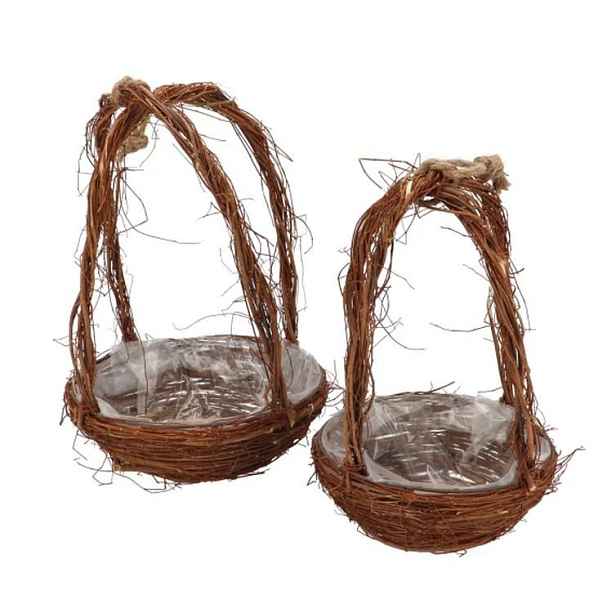 2ks hnědý proutěný košík květináč s uchy - Ø 25*39 / Ø 20*30cm daan kromhout