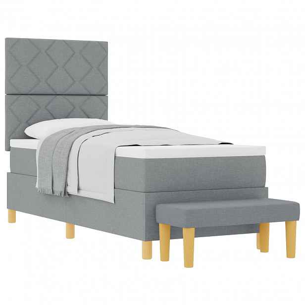 vidaXL Postel s boxspringem s čelo Světle šedá 200 x 80 cm textil