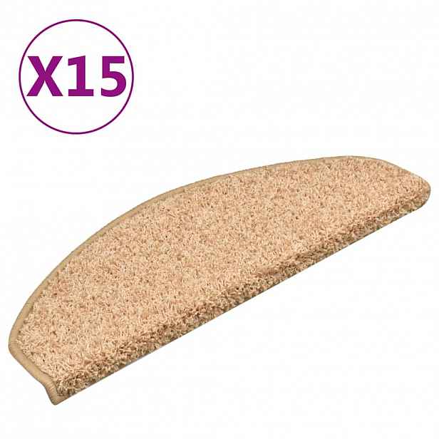 vidaXL Schodové rohože 15 ks 65 x 21 x 4 cm zlaté, půlkulaté, velké