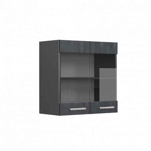 Vicco SKLENĚNÁ KUCHYŇSKÁ SKŘÍŇKA R-Line Černý beton 60 cm