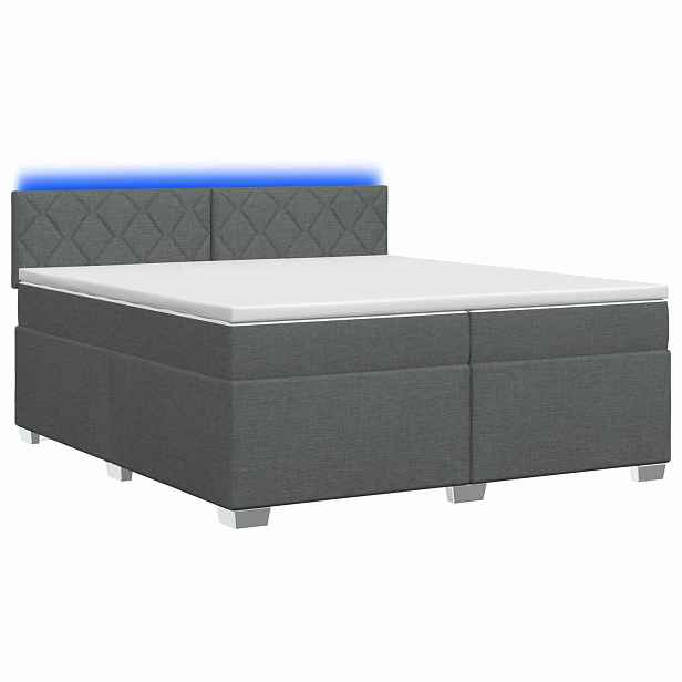 vidaXL Box spring postel s matrací a LED Tmavě šedá 200 x 200 cm