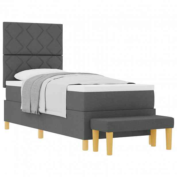 vidaXL Postel s boxspringem s čelo Tmavě šedá 200 x 80 cm textil