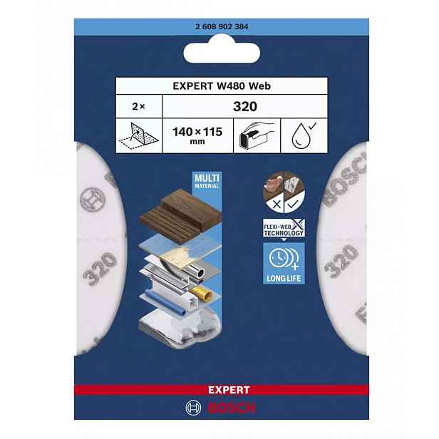 Bosch - Brusný papír P320, 115x140 mm, 2 ks 2608902384