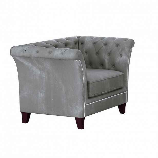 S-Style CHESTERFIELD KŘESLO Fusion ze šedého sametu