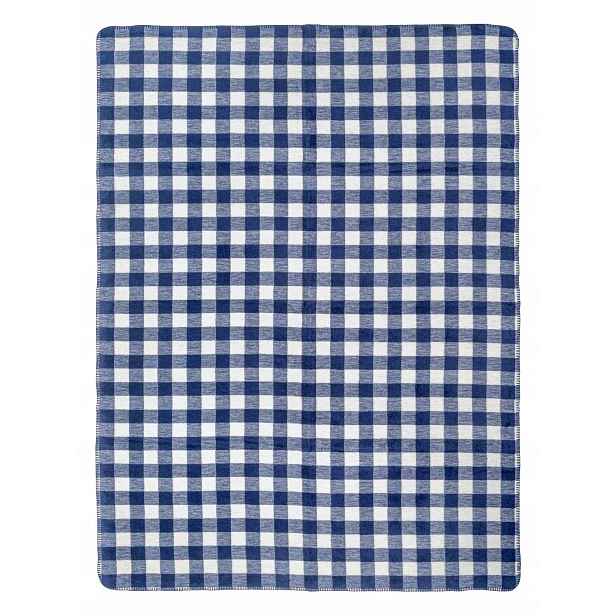 Akrylová bavlněná deka 150x200 Pikniková klasika, tmavě modrá, přehoz