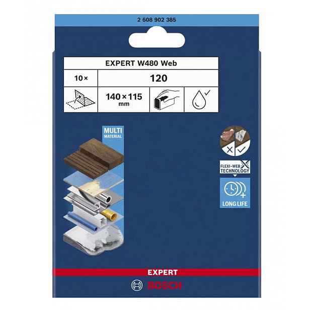 Bosch - Brusný papír P120, 115x140 mm, 10 ks 2608902385