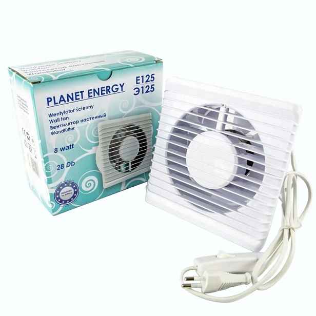 Nástěnný ventilátor s vypínačem na kabelu, bílý, 01-096 E125 Ps Planet