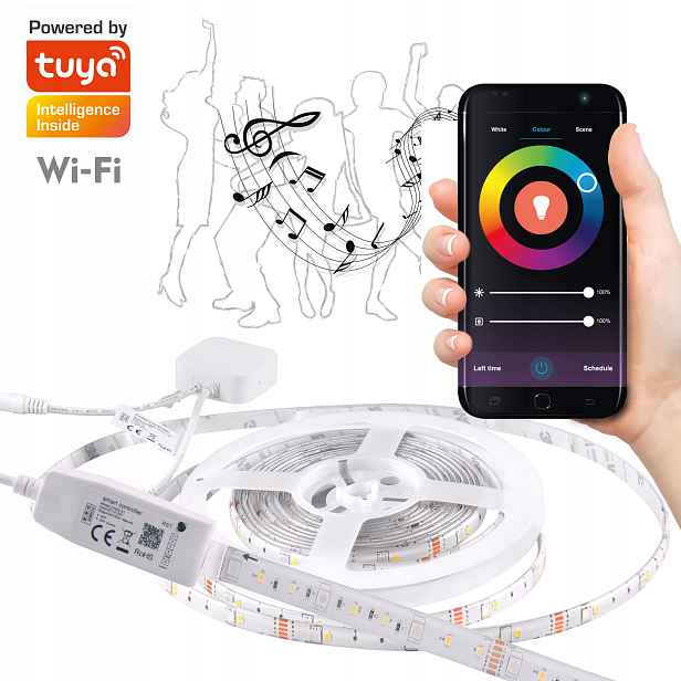 Polux WiFi Led pásek 5m, IP65, Rgbw s dálkovým ovladačem a podporou Tuya Smart