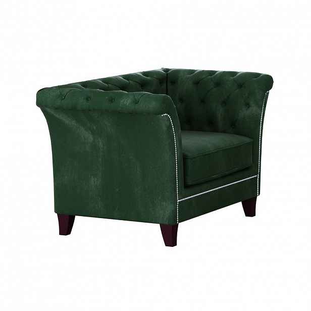 S-Style CHESTERFIELD KŘESLO Fusion ze smaragdově zeleného sametu