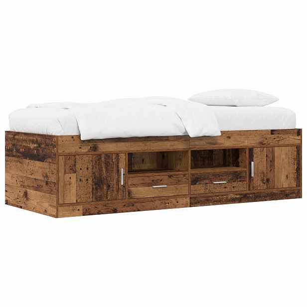 vidaXL Rám postele s úložným prostorem Staré dřevo 80 x 200 cm