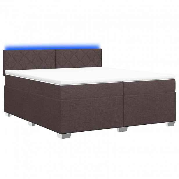 vidaXL Box spring postel s matrací a LED Tmavě hnědá 200 x 200 cm