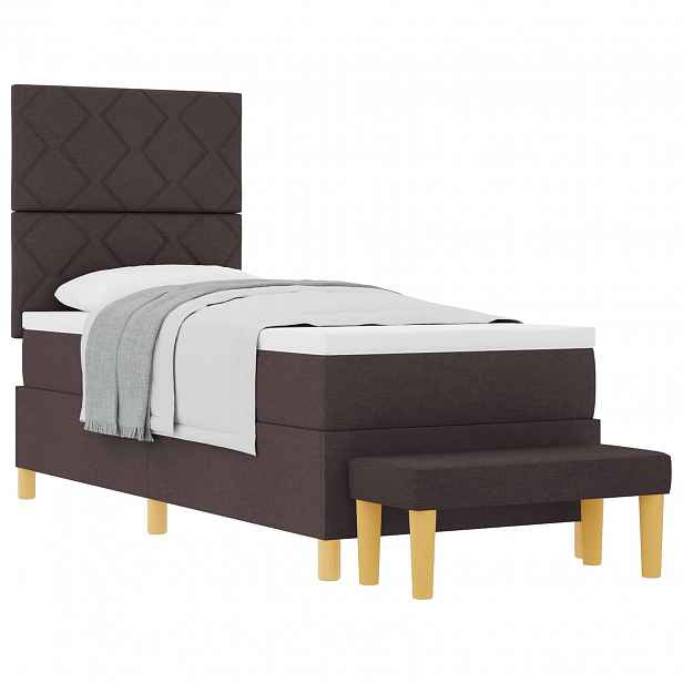vidaXL Postel s boxspringem s čelo Tmavě hnědá 200 x 80 cm textil