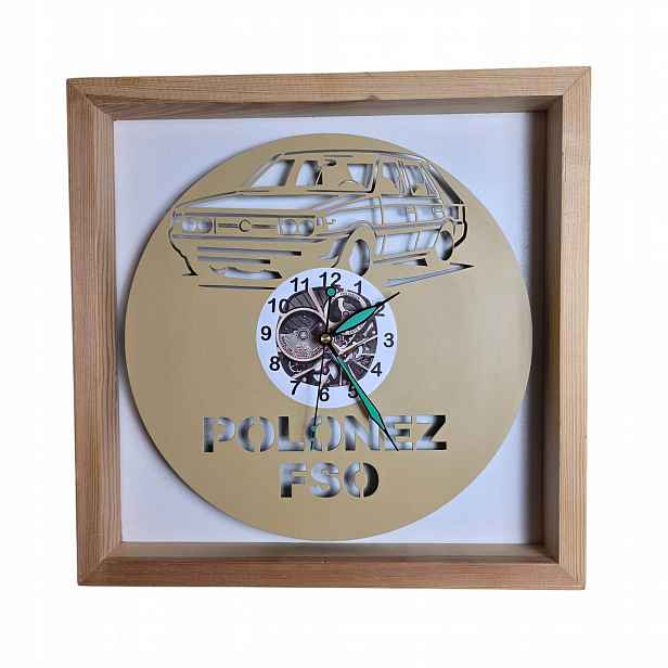 Polonez Fso Nástěnné hodiny Barevné v dřevěném rámu 35x35 cm Vinylová deska