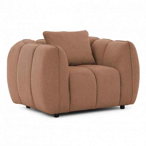 S-Style KŘESLO Nubira v hluboce prošívaném designu Bubble z měkké strukturované látky v terakotové barvě s moderním vzhledem