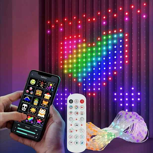 Smart 400 Led Závěs 2X2 M Usb Bluetooth Dálkový Ovladač Pro Rgb Inteligentní Zvuk
