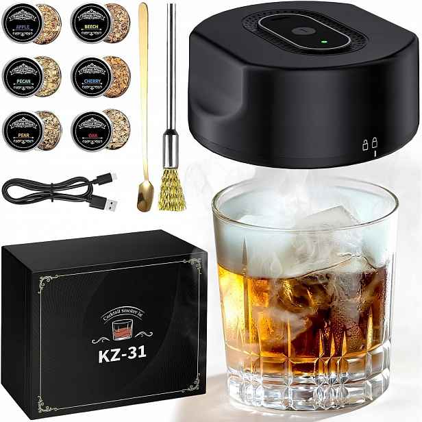 Sada Na Uzení Whisky Smoker Dřevěná Usb Dárek Pro Přítele A Manžela