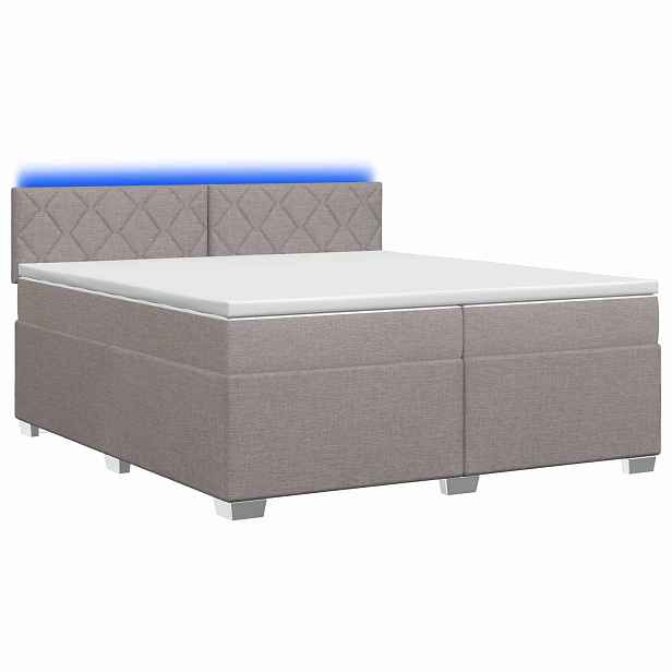 vidaXL Box spring postel s matrací a LED Taupe 200 x 200 cm Textil